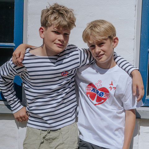 Ærø Long Sleeve - Strib hjerte børn