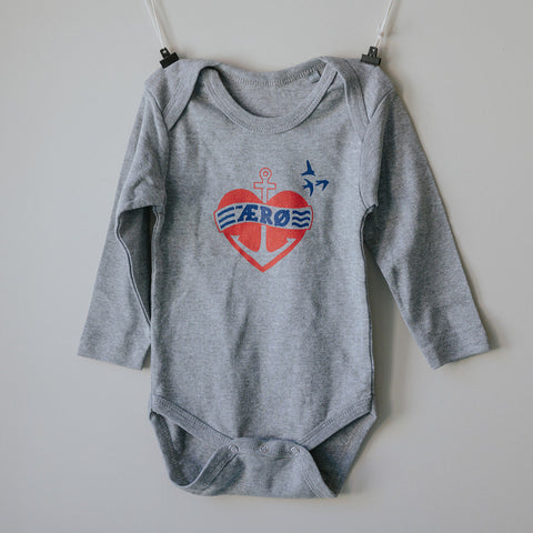 Ærø Baby Bodystocking - Hjerte grå